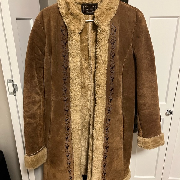 Guess Jackets & Blazers - Guess Tan Faux Fur Coat
